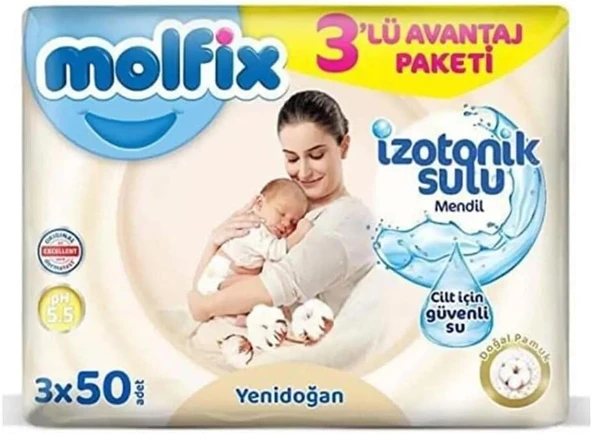 Molfix Yenidoğan İzotonik Sulu Islak Havlu 150 Yaprak ürün görseli 1