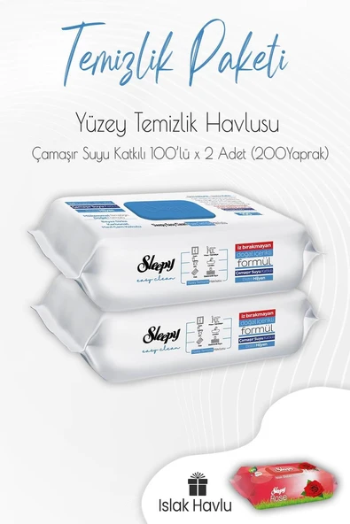 Sleepy Çamaşır Suyu Yüzey Temizlik Havlusu 100' Lü X 2 Adet Islak Havlu ürün görseli 1