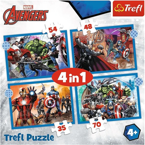 Trefl Puzzles - "4'Ü 1 Arada" - Cesur Yenilmezler/Disney Yenilmezler ürün görseli 1