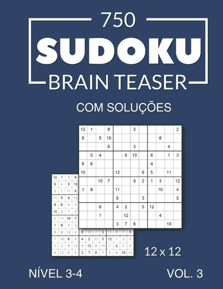 750 Sudoku Brain Teaser 12X12 Soluções Nível 3-4 Vol. 3 ürün görseli 1