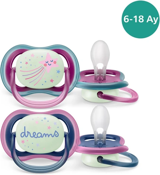 Philips-Avent Air Gece Emziği 6-18 Ay 2'Li Kız Scf376/14, Standart ürün görseli 1
