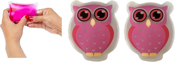 Pembe Baykuş Cep Sobası,El Isıtıcı,2 Adet Sıcak Su Torbası Pvc 9Cm ürün görseli 1