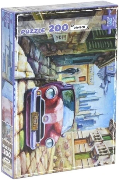 Kids Puzzle Eski Kırmızı Araba 200 Parça Çocuklar İçin Yapboz ürün görseli 1