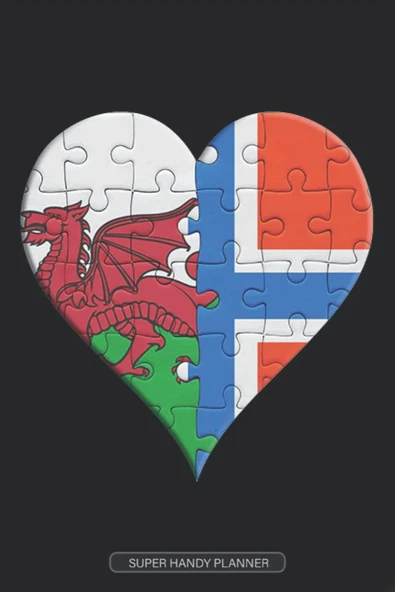 Planner: Welsh Norwegian Flag United Heart Jigsaw Puzzle Flags Of Wales Norway ürün görseli 1