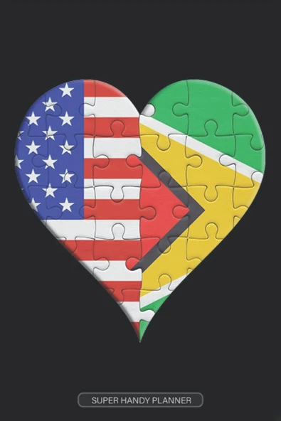 Planner: American Guyanese Flag United Heart Jigsaw Puzzle Flags Of America Guyana ürün görseli 1