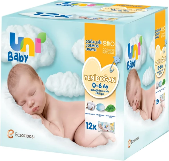 Uni Baby Yenidoğan 480 Yaprak Islak Mendil Beyaz (12 X 40 Adet) ürün görseli 1