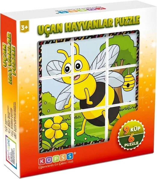 Küpss Uçan Hayvanlar 3D Puzzle - 9 Küp 6 Yapboz ürün görseli 1