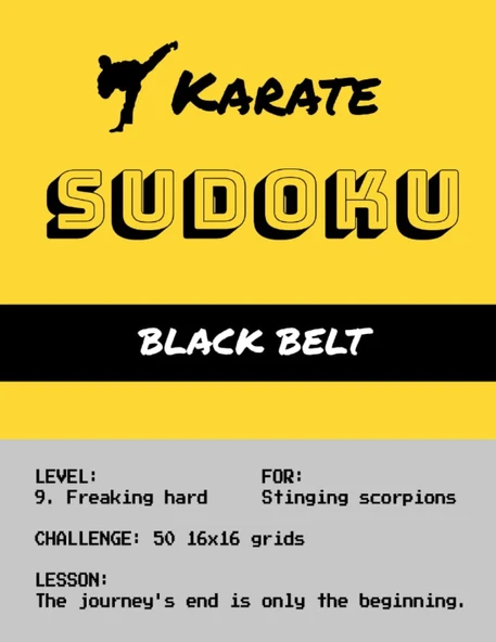 Independently Published Karate Sudoku: Karate Sudoku Black Belt, Level 9, 50 Sudoku Puzzles, Mega 16X16 Grid Size, Hard, With Solutions, One Puzzle Per Page, Paperback, 8.5X11 Inches, Quirky Karate C ürün görseli 1