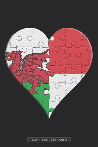 Planner: Welsh Indonesian Flag United Heart Jigsaw Puzzle Flags Of Wales Indonesia ürün görseli 1