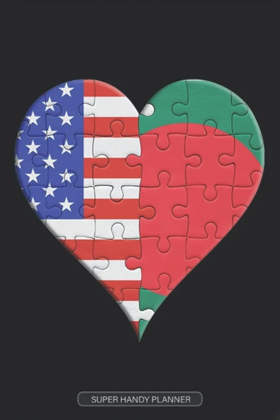 Planner: American Bengali Flag United Heart Jigsaw Puzzle Flags Of America Bangladesh ürün görseli 1