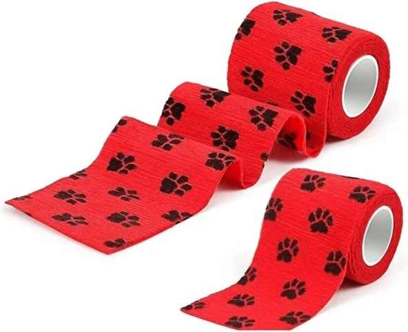 Bybars Octacare Kendinden Yapışkanlı Pati Bandajı, Kırmızı, 7,5 Cm X 4,5 Metre, 2 Adet ürün görseli 1