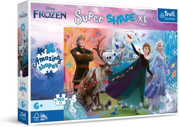 Trefl 50022 160 Xl Super Shape Çılgın Şekiller, Büyük Parçalar, Renkli Yapbozlar, Masal Karakterleri, 6 Yaş Üzeri Çocuklar Için Eğlenceli, Frozen Dünyasını Keşfedin ürün görseli 1