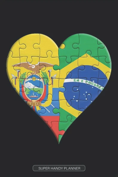 Planner: Ecuadorian Brazilian Flag Combined To Heart Jigsaw Puzzle Flags Of Ecuador Brazil ürün görseli 1