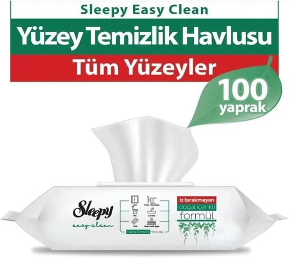 Sleepy Yüzey Temizlik Havlusu 100Adet Beyaz Sabun Sirkeli ürün görseli 1