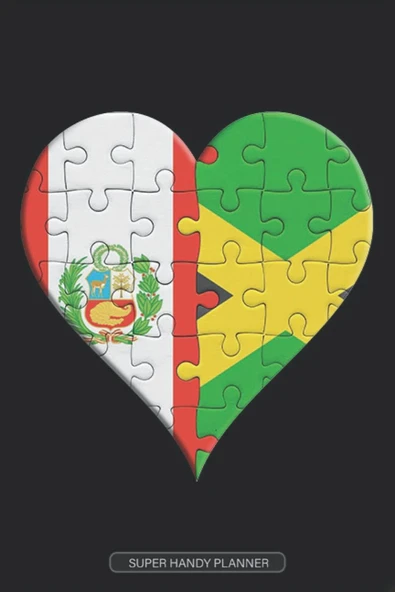 Planner: Peruvian Jamaican Flag United Heart Jigsaw Puzzle Flags Of Peru Jamaica ürün görseli 1
