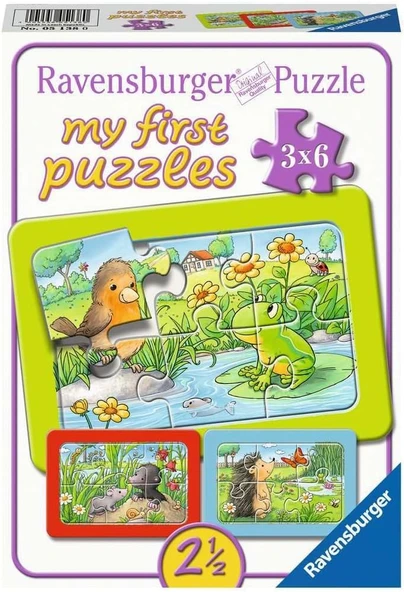 Ravensburger 51380 Hayvanlar Çocuk Puzzle, 3X6 Parça ürün görseli 1