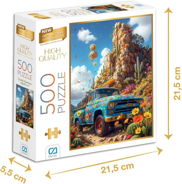 Ca Games Çiçekli Kamyon 500 Parça 2,2Mm Kalınlık 48X33Cm Profesyonel Hobi Puzzle Yapboz Serisi ürün görseli 1