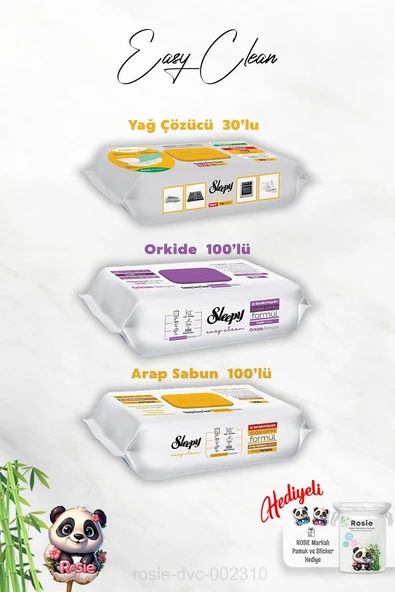 Sleepy 100'Lü Arap Sabun Orkide Katkılı, Çözücü 30'Lu Temizlik Havlusu Rosie Hediye ürün görseli 1