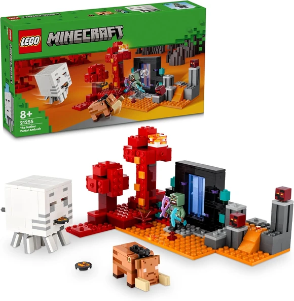 Minecraft Nether Geçidi Pususu 21255-8 Yaş Üzeri Macera Oyunları Seven Çocuklar İçin Yaratıcı Oyuncak Yapım Seti (352 Parça) ürün görseli 1