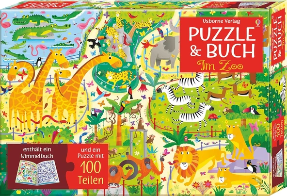 Usborne Verlag Puzzle & Buch: Im Zoo. 100 Teile ürün görseli 1