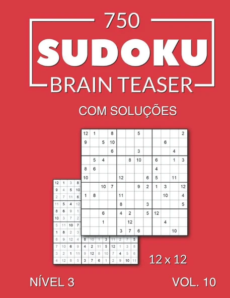 750 Sudoku Brain Teaser 12X12 Soluções Nível 3 Vol. 10 (Portuguese Edition) ürün görseli 1