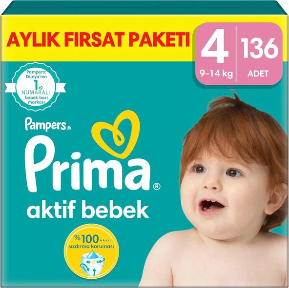 Aktif Bebek, Bebek Bezi 4 Numara, 136 Adet Aylık Fırsat Paketi ürün görseli 1