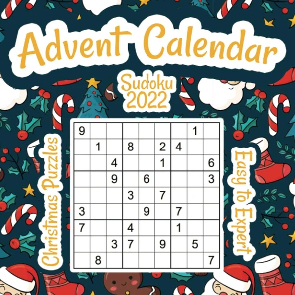 Independently Published Advent Calendar Sudoku 2022: 25 Countdown Christmas Activity Book Puzzles Easy To Expert With Solutions For Adults, Teens And Kids 8.5In X 8.5 In ürün görseli 1
