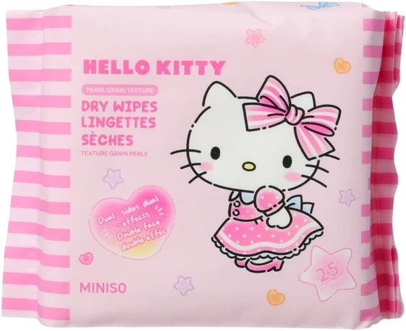 Sanrio Hello Kitty İnci Dokulu Kuru Mendil –%100 Viskon Yumuşak Emici Mendil (25 Adet) ürün görseli 1