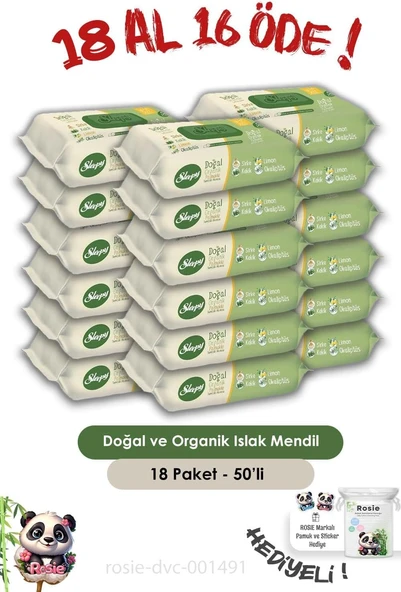 Sleepy Al 16 Öde Doğal Organik Islak Mendil 50 Adet Rosie ürün görseli 1