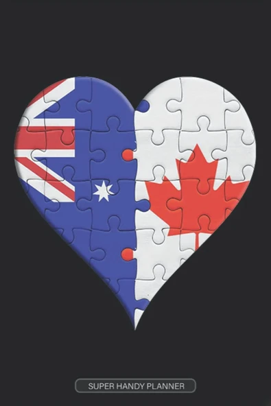 Planner: Australian Canadian Flag United Heart Jigsaw Puzzle Flags Of Australia Canada ürün görseli 1