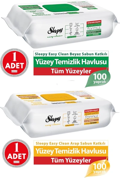 Sleepy Easy Clean Yüzey Temizlik Havlusu 100'Lü Arap Sabunu Katkılı 100' Lü ürün görseli 1
