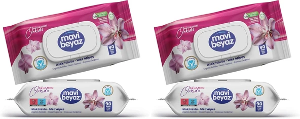 Beyaz Islak Havlu Çiçek Seri Orkide 90 Lı (2 Paketi) ürün görseli 1