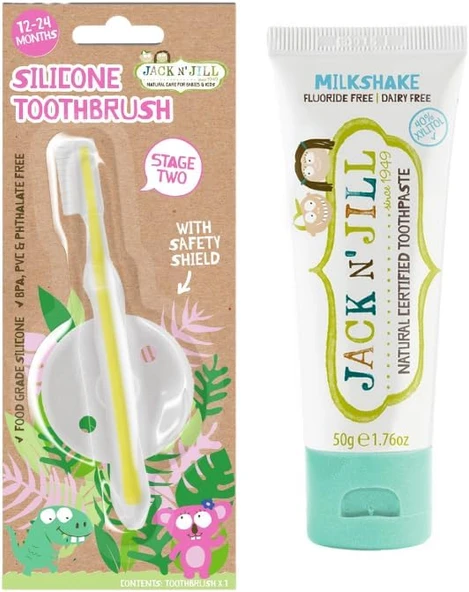 N' Jıll N Jill Doğal Bakım Seti (Silikon Fırçası + Milkshake Aromalı Macun 50G) ürün görseli 1