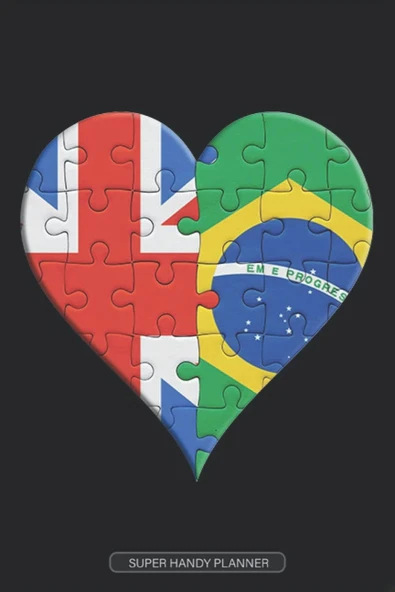 Planner: British Brazilian Flag United Heart Jigsaw Puzzle Flags Of Great Britain Brazil ürün görseli 1