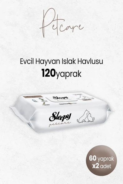 Sleepy Petcare Evcil Hayvan Islak Havlusu 60'Lı X 2 Adet ürün görseli 1