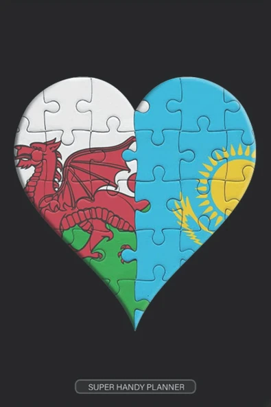 Planner: Welsh Kazakhstani Flag United Heart Jigsaw Puzzle Flags Of Wales Kazakhstan ürün görseli 1