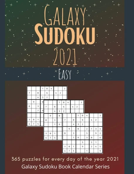 Galaxy Sudoku Book Calendar 2021- 365 Easy Puzzles For Every Day Of The Year: Sudoku A Day Puzzle Book - Sudoku Book For Adults - Best Gift Idea ürün görseli 1