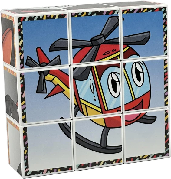 Küpss Neşeli Taşıtlar Manyetik 3D Küp Puzzle - (9 Mıknatıslı Küp 6 Yapboz) - Gemi/Helikopter/Tren/Roket/Ufo/Balon ürün görseli 1