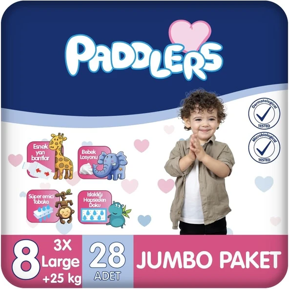 Paddlers Bebek Bezi 8 Numara Xxx-Large (25+ Kg) 28 Adet – Paket ürün görseli 1
