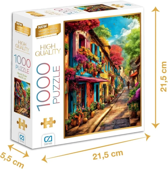 Renkli Evler 1000 Parça 2,2Mm Kalınlık 48X68Cm Profesyonel Hobi Puzzle Yapboz Serisi ürün görseli 1