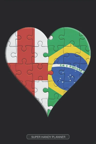 Planner: English Brazilian Flag United Heart Jigsaw Puzzle Flags Of England Brazil ürün görseli 1
