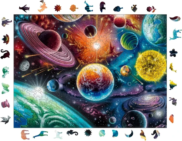 Ahşap Puzzle Yetişkin - Uzayda Kozmik Senfoni - 450 Parça, 29 X 39 Cm - Yapıştırıcı Folyo Dahil - Benzersiz Şekilli Parçalar & Özel Figürler - R1-07 ürün görseli 1