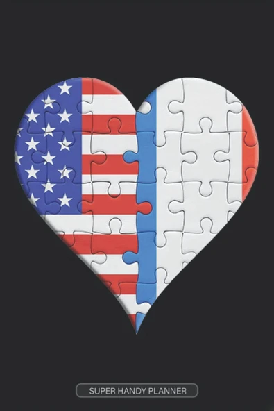 Planner: American French Flag United Heart Jigsaw Puzzle Flags Of America France ürün görseli 1