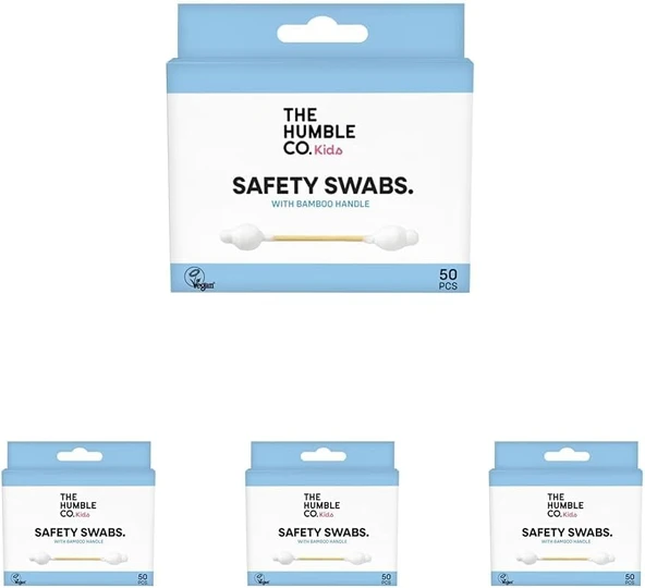 The Humble Co. Cotton Swabs Kids Safety Swabs 50 Pcs Çocuklar Için Emniyetli Kulak Çubuğu Beyaz, Çevre Dostu Pamuklu Kulak Çubukları, Plastik Içermeyen Ambalaj, Doğal Renkli Pamuktan Kulak Çubukları ürün görseli 1