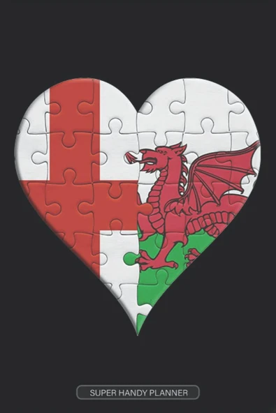 Planner: English Welsh Flag United Heart Jigsaw Puzzle Flags Of England Wales ürün görseli 1