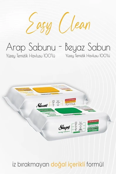 Sleepy Easy Clean Yüzey Temizlik Havlusu 100' Lü Arap Sabunu Katkılı 100'Lü ürün görseli 1