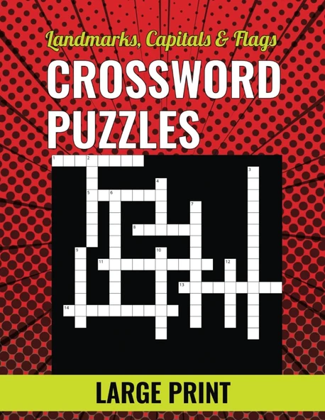 Landmarks, Capitals & Flags Crossword Puzzles - Large Print ürün görseli 1