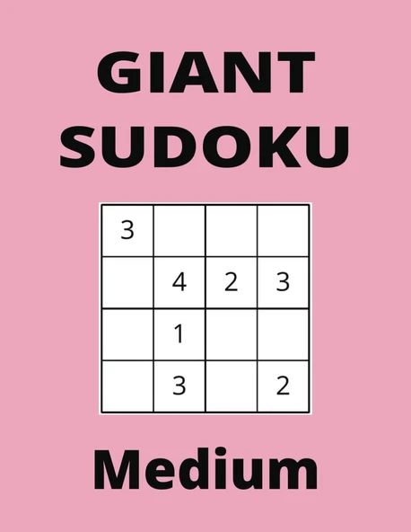 Independently Published Giant Medium Pink Sudoku Book, 4X4 Puzzles, 50 Pages, 8.5X11 ürün görseli 1