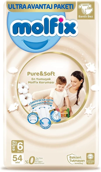 Molfix Pure&Soft Avantaj Paketi Extra Large 6 Beden Bebek Bezi (1 X 54 Adet) ürün görseli 1