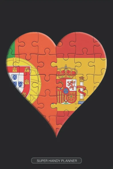 Planner: Portuguese Spanish Flag United Heart Jigsaw Puzzle Flags Of Portugal Spain ürün görseli 1